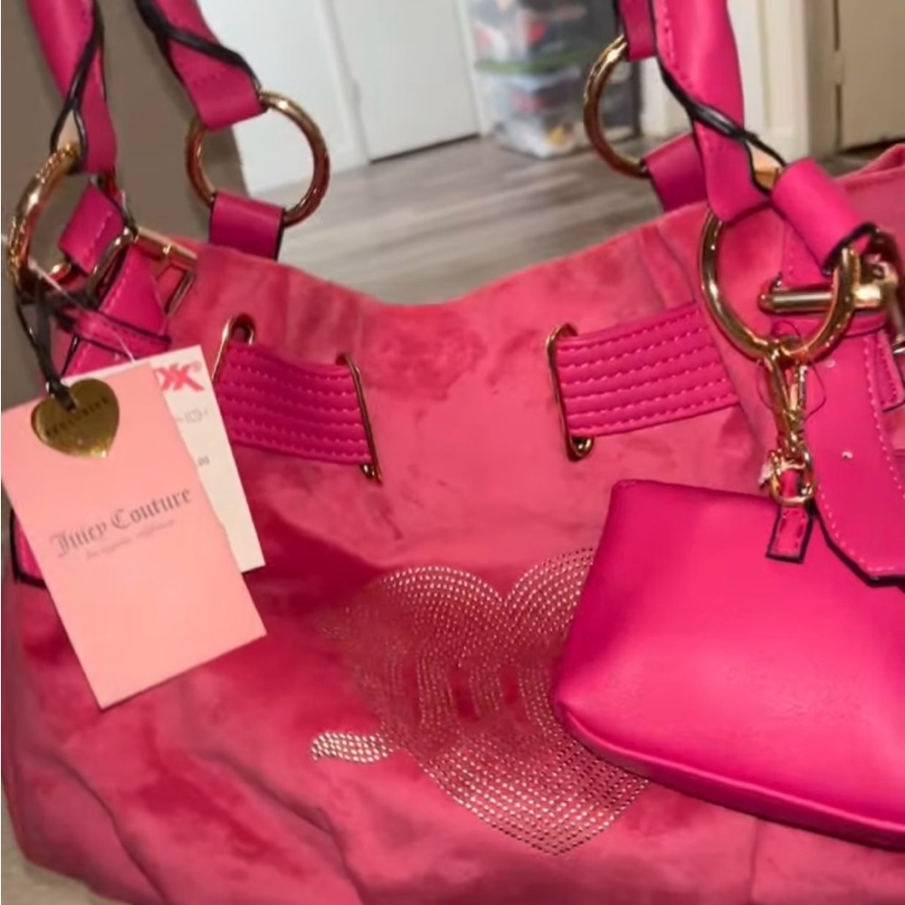 Juicy Couture Pink Shoulder Bag with Gold Accents